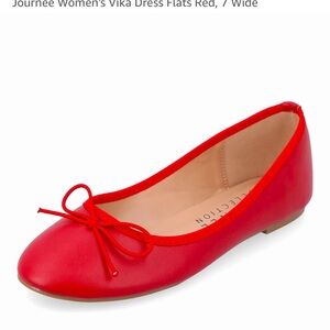 Journee Vika Red Ballet Flats Slip-On Round Toe Bow Detail Size 6.5 NIB